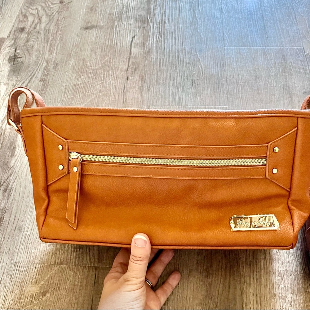 Itzy Ritzy Tan Cognac Baby Bag Set stroller caddy & bottle bag - Picture 2 of 8